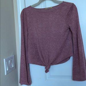 Purple Pink Crop Top Long-Sleeve